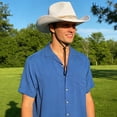 thumbnail image 4 of Ticikt Western Cowboy Hat Wide Brim Shapeable Panama Straw Hat Summer Beach Sun Hat Outdoor Travel Cap with Chin Strap,Color:White, 4 of 4