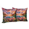 thumbnail image 5 of Ambesonne Lake Throw Pillow Cover Pack of 2, Colorful Mesmerizing Scenery, 2 Pcs-28"x28", Burnt Sienna Green Teal, 5 of 5