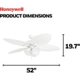 thumbnail image 2 of Honeywell Palm Lake 52" Indoor Outdoor Ceiling Fan w/ Light & Pull Chain, White, 2 of 12
