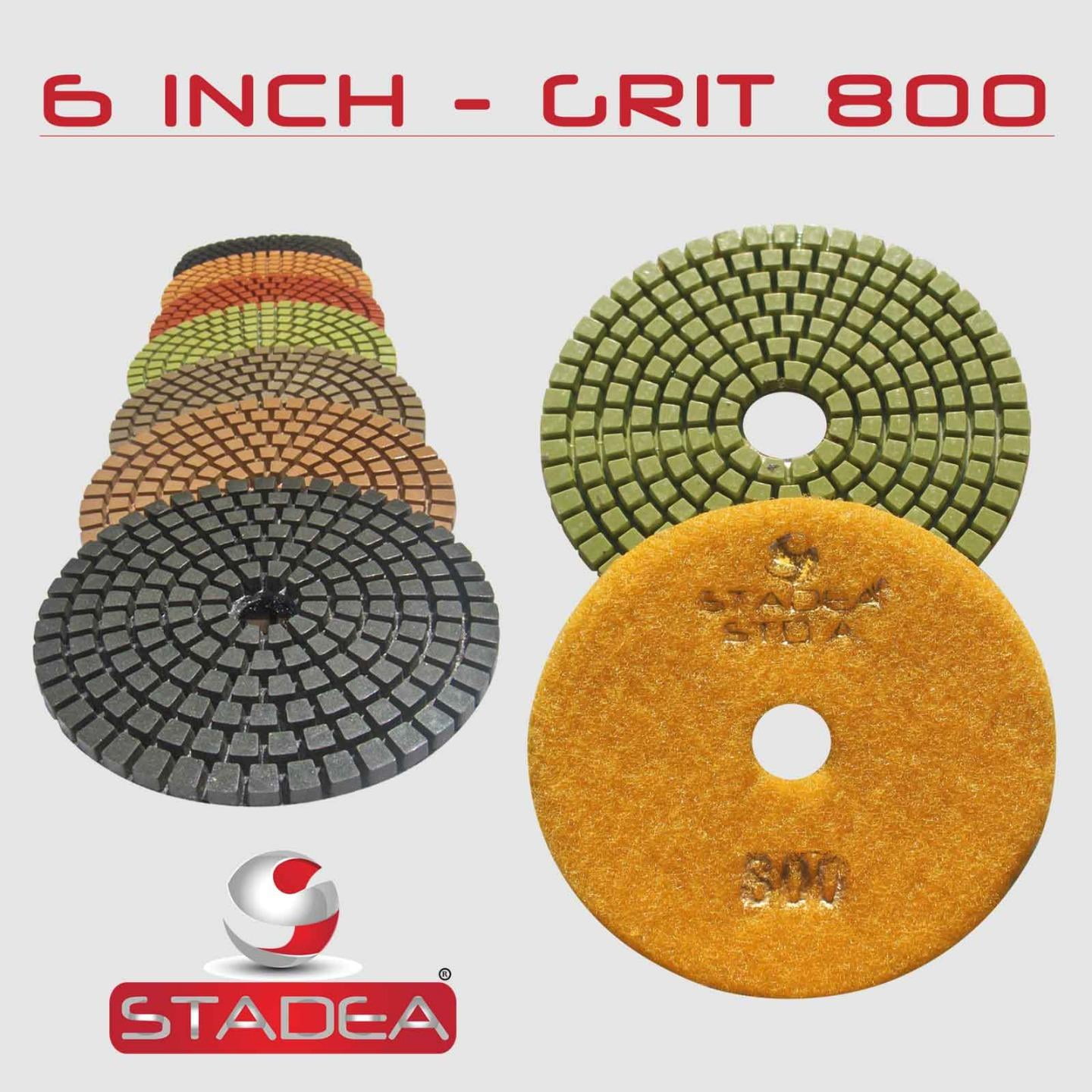 STADEA Grit 800 6" Diamond Polishing Pads Premium Grade Wet Flexible 2.