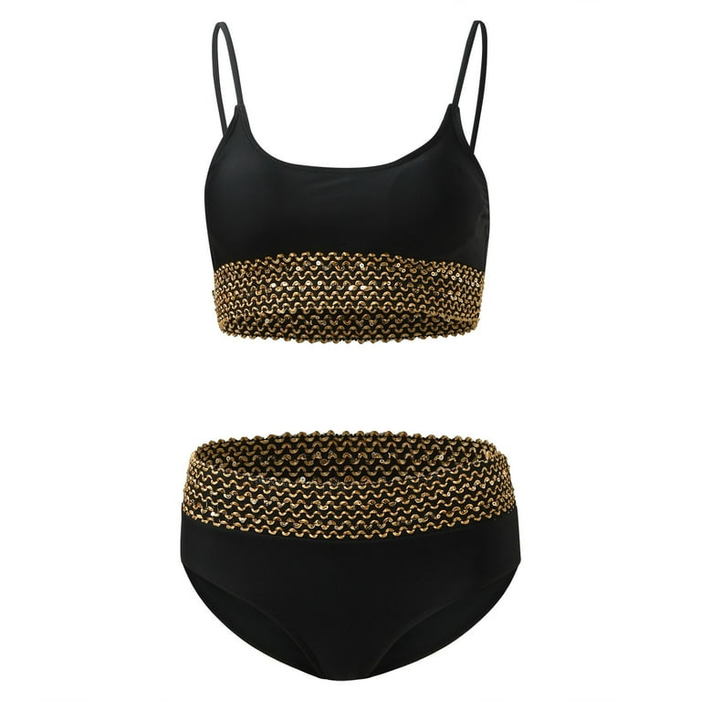 CAICJ98 Womens Swimsuits Two Piece Women's Metallic Halter