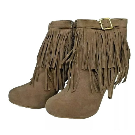 WOMEN FRINGE PLATFORM ANKLE BOOTIES (Size 8.5)
