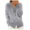 thumbnail image 1 of Cardigan Tricoté à Manches Longues et Col en V pour Femmes, Chandail à Simple Boutonnage, 1 of 4