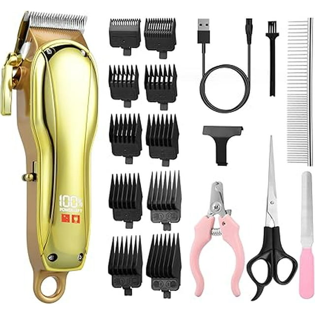CkeyiN Dog Clippers for Thick Heavy Coats, 7000RPM Rechargeable Cordless Dog Grooming Kit with Combs/Ceramic Blade/LED Power Display, Low Noise Pet Trimmer for Dogs Cats and Animals