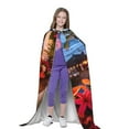 thumbnail image 4 of Honeii Tropical Beach Candlelight Print Poncho Cape, Cloak Coat, Snuggly Hooded Wearable Blanket, Hooded Cape For Teenagers,Halloween Costumes-Medium, 4 of 7