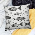 thumbnail image 2 of BANET  Marine Throw Pillow Cushion Cover, Fishes Pattern in Soft Color Different Body Motif Watercolor Style Nautical Artwork, Decorative Square Accent Pillow Case 20x20in, 2 of 5