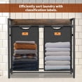 thumbnail image 3 of Laundry Hamper with Classification Labels and 2 Pull-Out Removable Bags - 2 x 12.1 Gallon Rustic Brown Black, 3 of 6
