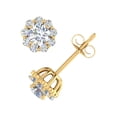 thumbnail image 2 of 1/2 Carat Flower Shaped Cluster Diamond Earrings in 10K Yellow Gold, 2 of 6