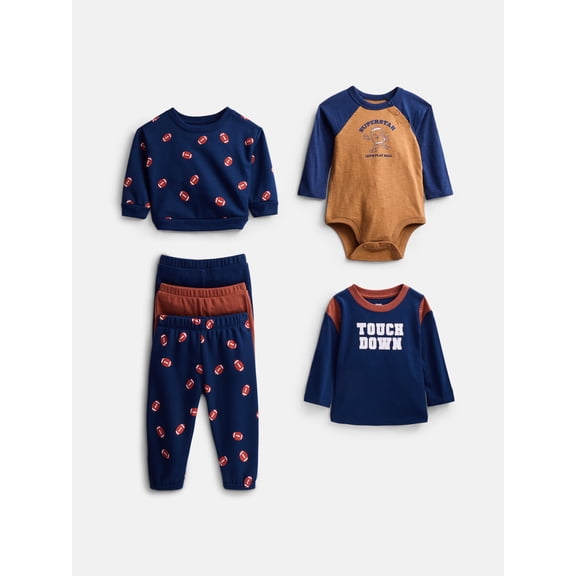 Wonder Nation Baby Boys Outfit Set, 6 Piece, Sizes 0–24M