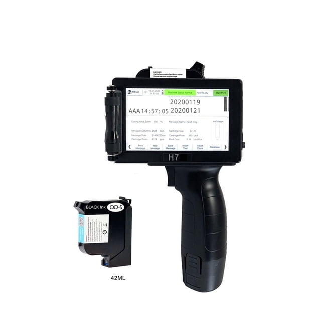 Printer Jet, Portable Thermal Handheld Inkjet Printer, Glass Carton Metal Plastic Printing, 1mm-12.7mm 2D Code Label Barcode Printer ,Fast Printing