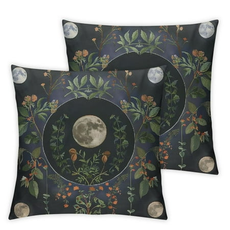 

QCPP Moonlight Flowers Short Plush Pillowcase Set of 2 Square Printed on Both Sides Home Furnishing 12x12in