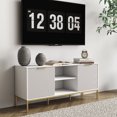 thumbnail image 3 of Modern TV Stand with Wave-Design Doors, Open Shelf & Adjustable Shelf - Stylish and Functional for Your Living Room, 3 of 15