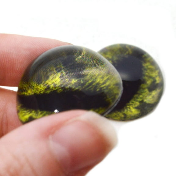 High Domed Green Alligator Glass Eyes