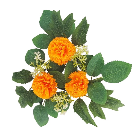 Fzaqwen Candle Rings Wreaths Candle Garland Mini Candlestick Holder Small Artificial Wreaths Table Centerpiece for Winter Living Room orange