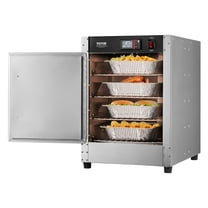 VEVOR Hot Box Food Warmer, 4-Tier Concession Warmer with Water Tray, 4 Pans, Single-door and Adjustable Shelves, Stainless Steel Food Warmer Cabinet, Ideal for Storing Pizza, Chicken, Restaurant