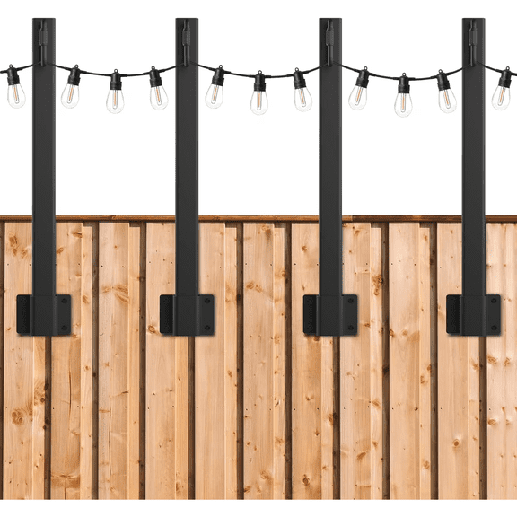JIAING 4 Pack Suspension Outdoor String Light Poles for Outside String Lights Hanging, with Clip and Holder, Light Post Mounting Stand for Patio Fence Wall Garden Backyard Deck