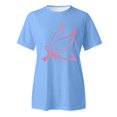 thumbnail image 4 of TSADFHJI Hauts Col en V pour Femmes Manches Longues T-Shirt Imprimé Manches Courtes Col Rond Blouse L Bleu, 4 of 5