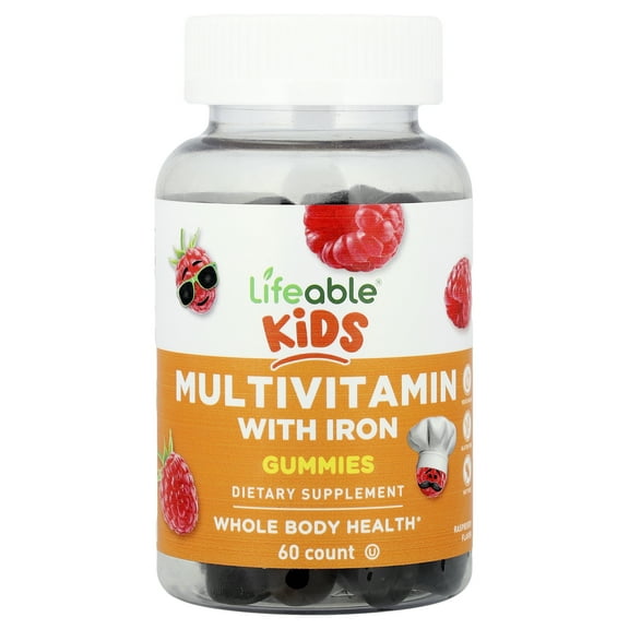 Lifeable Multivitamin with Iron Gummies, Raspberry, 60 Gummies