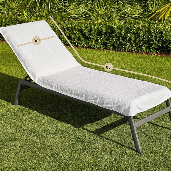 Boca Terry Lounge Chair Towel Cover, Cotton Chaise Lounge Towels for Pool or Beach Chair - Fitted Top