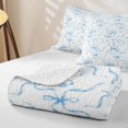 thumbnail image 4 of Erosebridal Sky Blue Ribbon Twin Quilt Set,Watercolor Bow Twin Coverlet Set For Girls,2 Pieces, 4 of 7