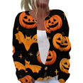 thumbnail image 2 of Halloween Cardigan Sweaters for Women Novelty Halloween Pumpkin Womens Cardigan Sweaters Open Knit Utton Down Cropped Long Sleeve Fall Holiday Plus Size Tunic Sweater Yellow XL, 2 of 6