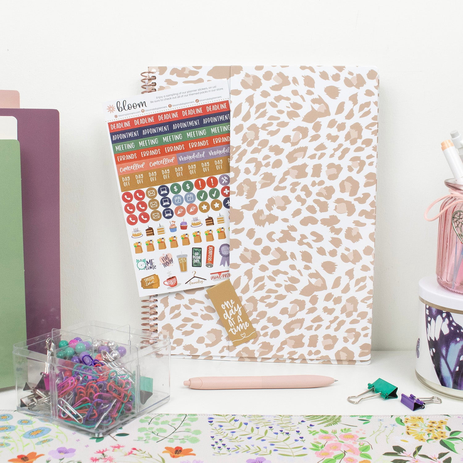bloom daily planners 2026-2027 Academic Planner, 13 Month Monthly & Weekly, 8.5" x 11" Soft Cover, Stickers Included, Tan Leopard