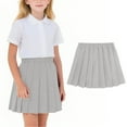 thumbnail image 2 of Babcutegg Kid Girls Pleated Skirts Soild Color Campus Style Elastic Waist Girls Outfit Gray Size 16-17, 2 of 7