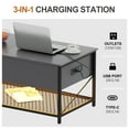 thumbnail image 3 of 43" Lift Top Coffee Table with Power Outlets,3-Color Dimmable LED Rising Dining Table with 2 Hidden Storage Shlef,Wooden Retro Central Table with USB-C,Auto Sensor Light,Adjustable Feet, 3 of 7