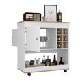 thumbnail image 6 of Camelia Bar Cart,Lower Panel,Six Bottle Cubbies,One Cabinet-Light Oak,White,Multicolor Particle Board Furniture Dining Kitchen Islands Carts, 6 of 7