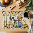 thumbnail image 2 of Spring Dog Placemats Set of 6, Sunflower Daisy Botanical Rustic Placemats for Dining Table, Place Mats for Kitchen Tabletop, Waterproof Wipeable Dining Table Mats Set, 2 of 9