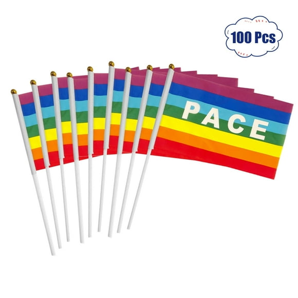 Rainbow Pacifist Flag, Mini Peace Flag Polyester for Party