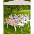 thumbnail image 4 of Fsddascl Colorful Spring Floral Outdoor Tablecloth - 54x80 Inch Rectangle Dining Table Cover, Summer Watercolor Botanical Waterproof Outdoor Table Cloth with Umbrella Hole & Zipper for Picnic/Patio, 4 of 7