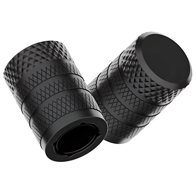 2 Sets Of Black Tire Valve Stem Caps - 8 Caps For Car, Truck, Bike & Motorcycle | Rust-Resistant Dustproof Caps