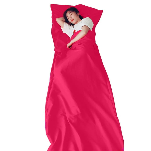 Sac de Couchage avec Taie d'Oreiller Super Doux Pliable Drap de Voyage