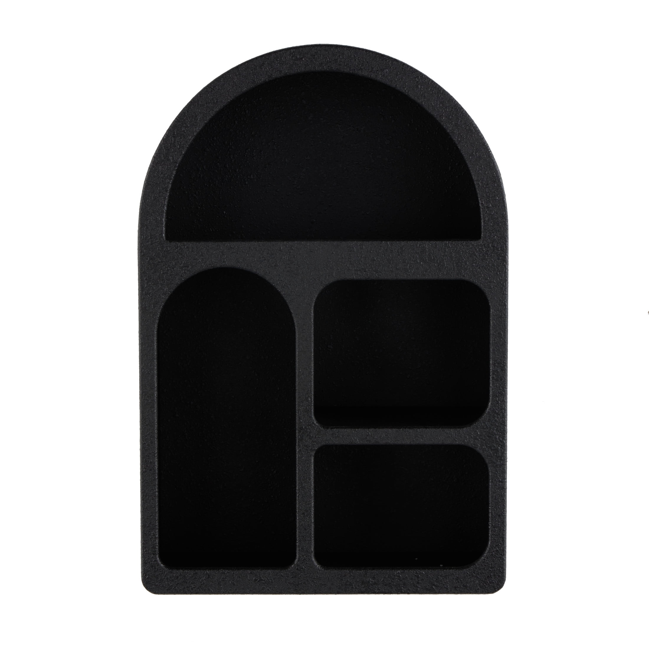 DecMode 16" x 8" Arched 4-Tier Black Geometric Wall Shelf with Rounded Block Shapes