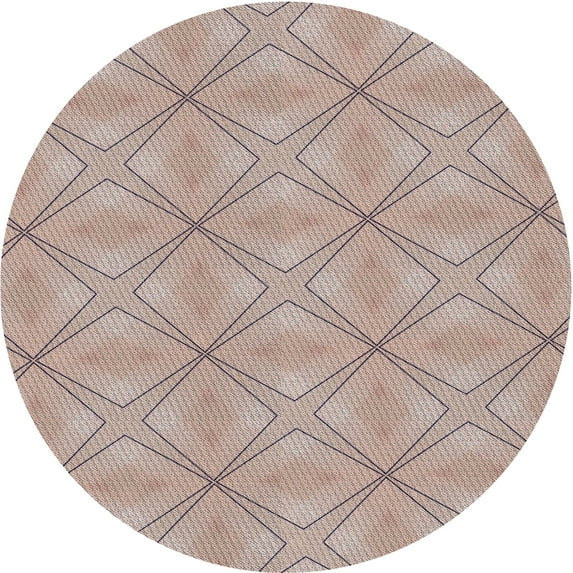 Ahgly Company Indoor Round Patterned Dark Almond Brown Novelty Area Rugs, 8' Round
