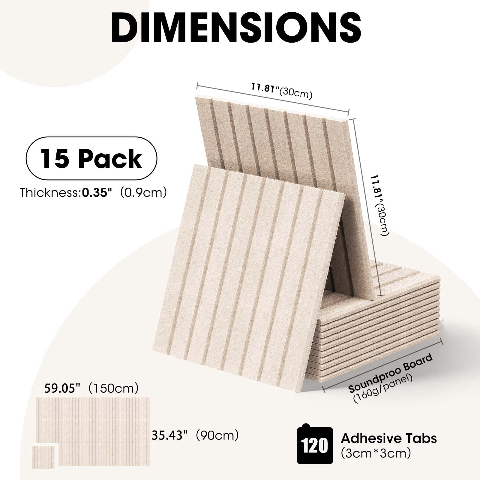 MYMULIKE  15 Pack Large Cork Board for Wall 59" x 36",Felt Bulletin Board with 75 Push Pins,Thick Cork Board for Office Kitchen Classroom, Light Camel