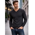 thumbnail image 3 of Men’s Long Sleeve Waffle Knit Thermal Shirt – V-Neck, Modern Fit, Warm Layering Top, 3 of 4