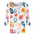 thumbnail image 5 of lcziwo Womens Easter Shirt Trendy 3D Bunny Rabbit Print Shirts Loose Casual Round Neck 3/4 Sleeve T-Shirt Cotton Pullover Tops Multicolor S, 5 of 6