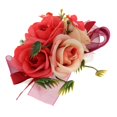 thumbnail image 1 of Boutonniere hecho con alfiler para hombre, decoración de , muñequera de ramillete, flores artificiales para el ojal, flores para n rojo, 1 of 9