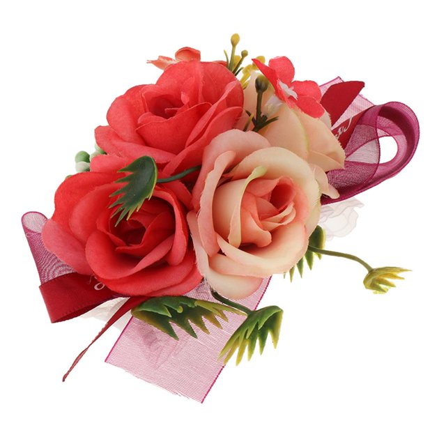 Boutonniere hecho con alfiler para hombre, decoración de , muñequera de ramillete, flores artificiales para el ojal, flores para n rojo
