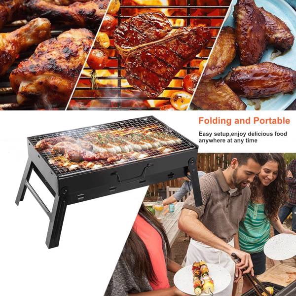 17x10in Foldable Portable BBQ Grill - 4.4lbs Stainless Steel, Easy Setup For Camping Picnics