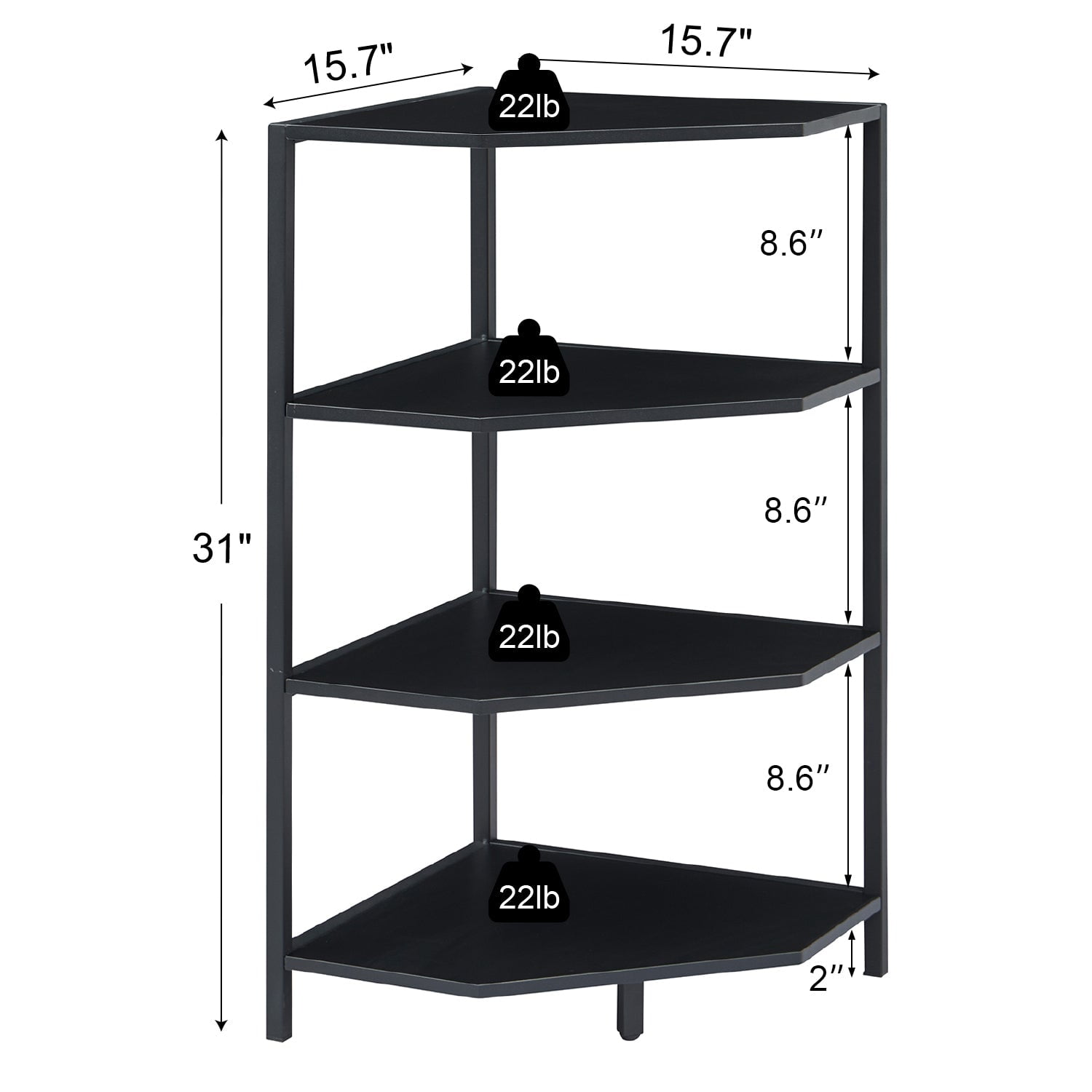 VECELO 4-Tier Ladder Corner Storage Shelf with Metal Frame, Multipurpo