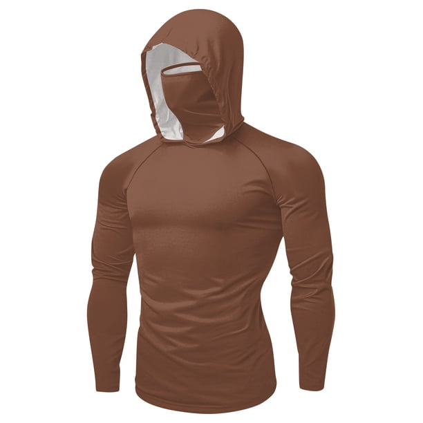 mfyjkho Tops De Gimnasio Para Mujer, Camiseta Unisex De Verano Informal De Color Liso, De Manga Larga, Con Capucha, De Seda Helada, Con Protección Solar Y Mascarilla. Tops Y Blusas Para Mujer Xl