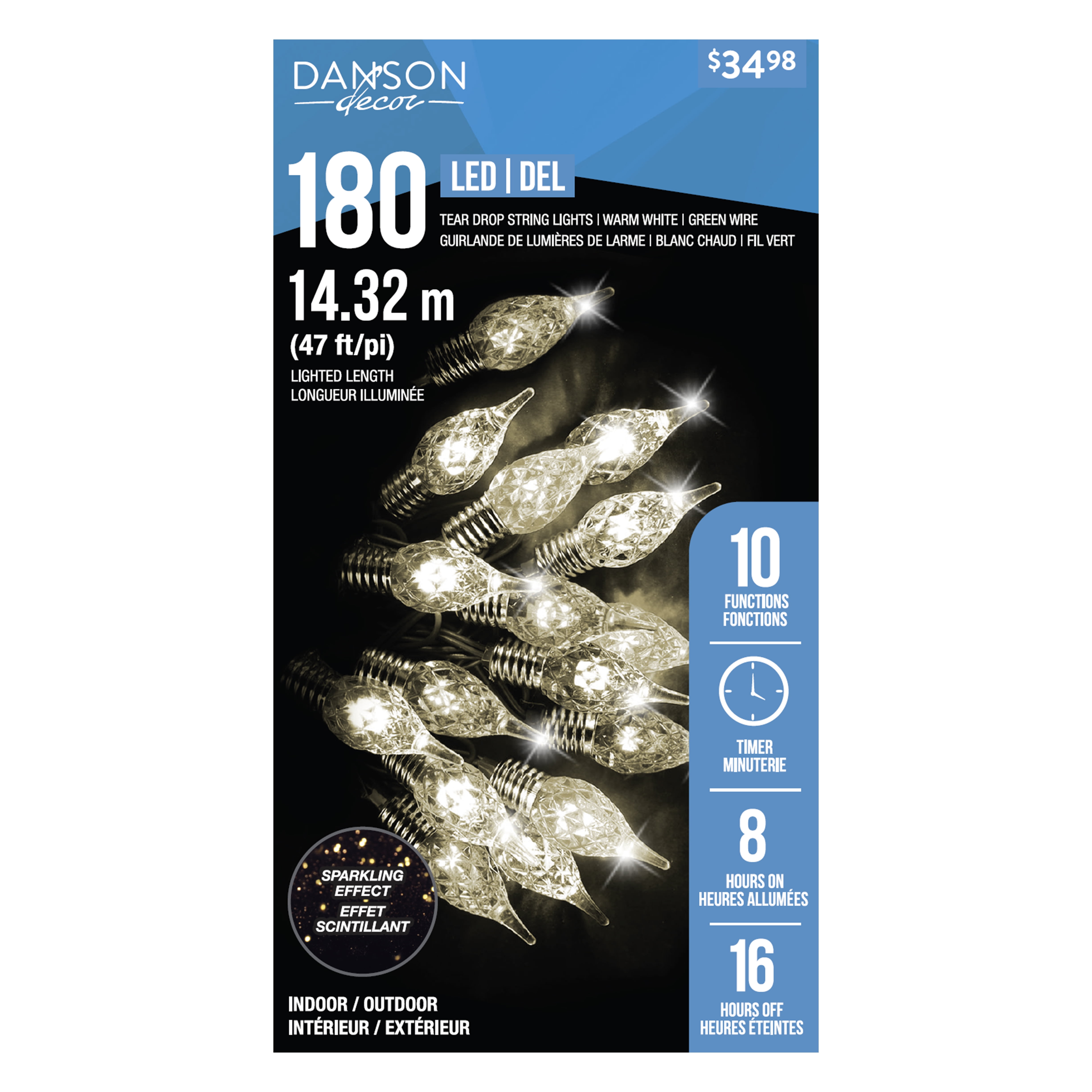 Danson Décor 180 C6 Teardrop LED Plug In Lights, Warm White