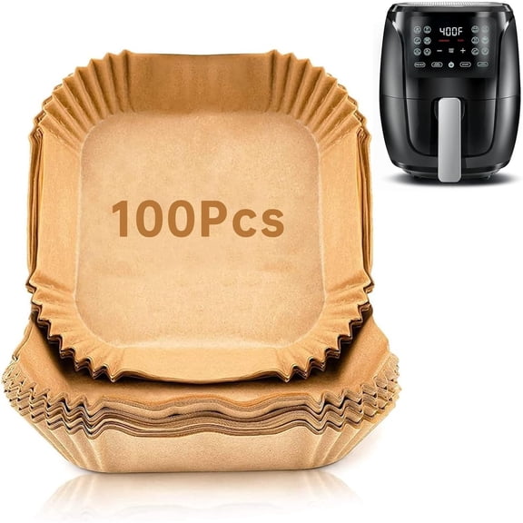 100Pcs Air Fryer Liners Compatible with Gourmia, Square Disposable Parchment Paper for Air Fryer, Non-Stick Unbleached Paper Liner for Frying, Baking, Roasting and Microwave