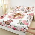 thumbnail image 3 of jejeloiu Farm Animal Horse Full Size Sheets,Pink Flower Floral Bed Sheets,Brown Boots Guitar Sheet Sets For Child,Microfiber Bedroom Decor,4-Piece, 3 of 7