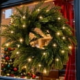 thumbnail image 4 of Pre-Lit Christmas Wreath -20 Inch Real Touch Norfolk Pine Wreath for Front Door, Lighted Christmas Wreath with Lights, Xmas Wreath for Home Table Wall Window Indoor Outdoor Christmas Decoration, 4 of 9