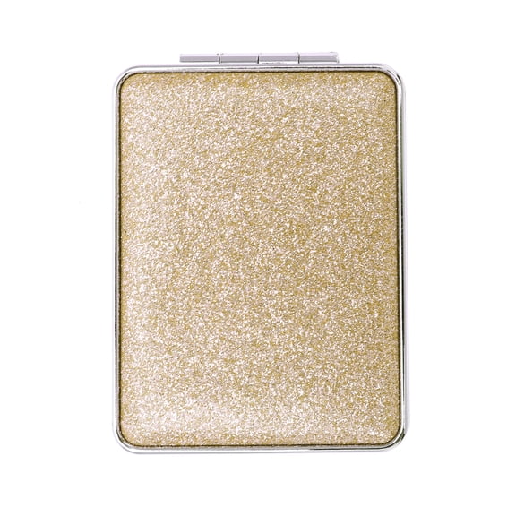 Unique Bargains 1 Pc Women Rectangular Double-sided Makeup Mirror Light Gold Tone