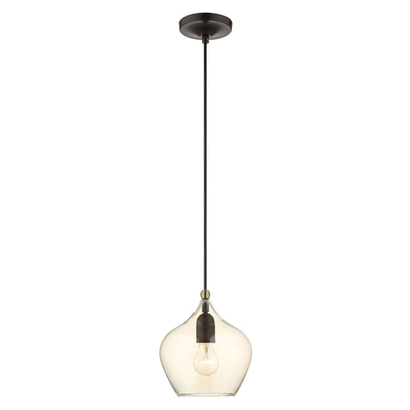 Livex Lighting  1 Light English Bronze Mini Pendant, 49089-92 - 8" Dia x 11" - 80" Adj. H